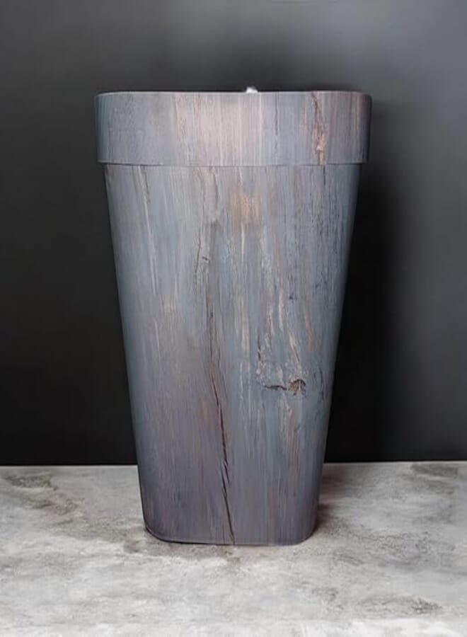 Trash Can Storage Baskets Decorative Storage Basket Metal Trash Can Bamboo Waste Basket Small Recycling Container Garbage,Baby blue wood effect